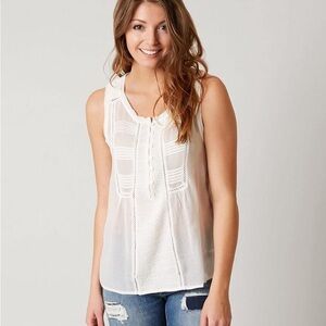 NWT Lucky Brand Audrey Mint Green Tank Top Blouse Medium New Crochet Sheer